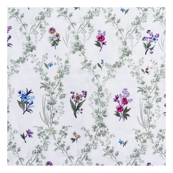 V&A Pressed in Time Floral Trellis Cotton Fabric by the Metre image number 2