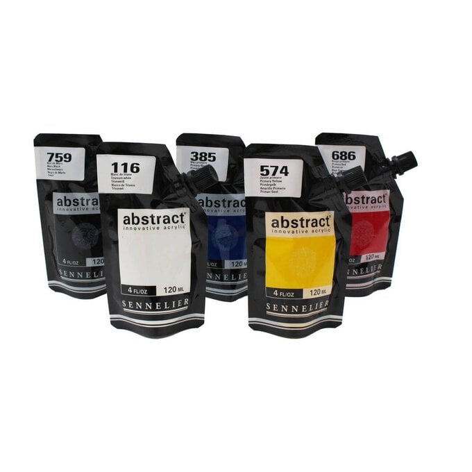Sennelier Primary Abstract Acrylic Paint Pouch 120ml 5 Pack image number 1