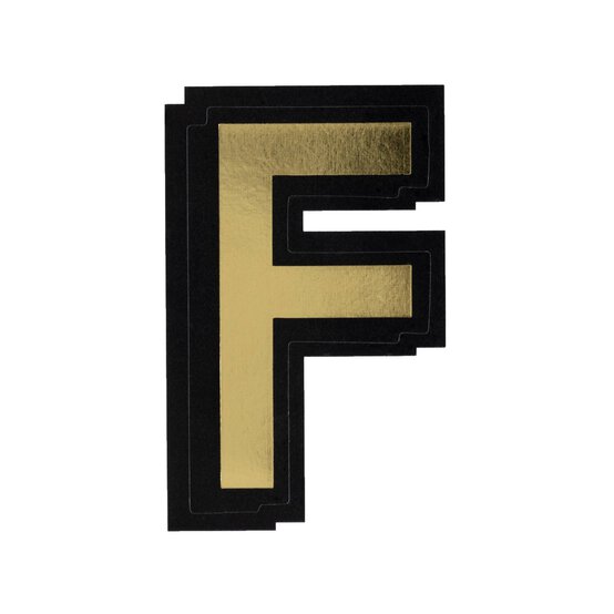 Black and Gold Vinyl Letter F Sticker 5cm image number 1