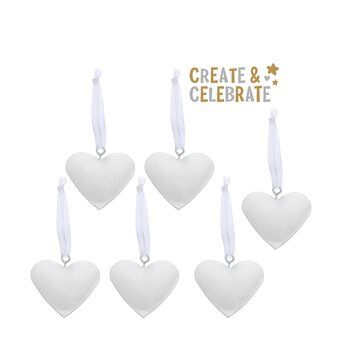 Create & Celebrate White Metal Hanging Heart Decorations 6 Pack
