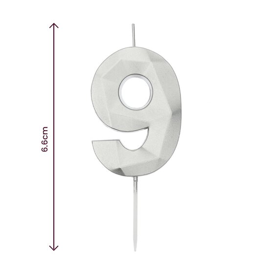 Whisk Silver Faceted Number 9 Candle image number 5