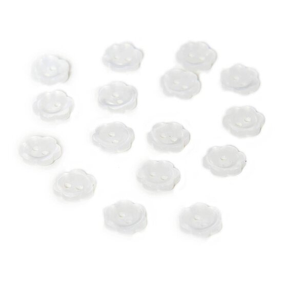 Hemline White Basic Flower Button 17 Pack image number 1