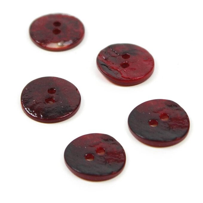 Hemline Red Shell Mother of Pearl Button 5 Pack image number 1