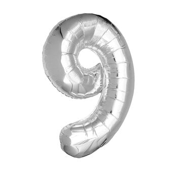 Extra Large Silver Foil Number 9 Balloon