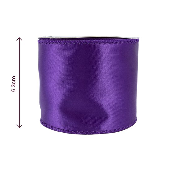 Purple Wire Edge Satin Ribbon 63mm x 3m image number 3