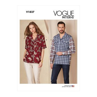 Vogue Unisex Shirts  Sewing Pattern V1827 (A S-XXL)