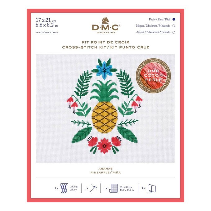 DMC Pineapple Cross Stitch Kit 17cm x 21cm image number 1