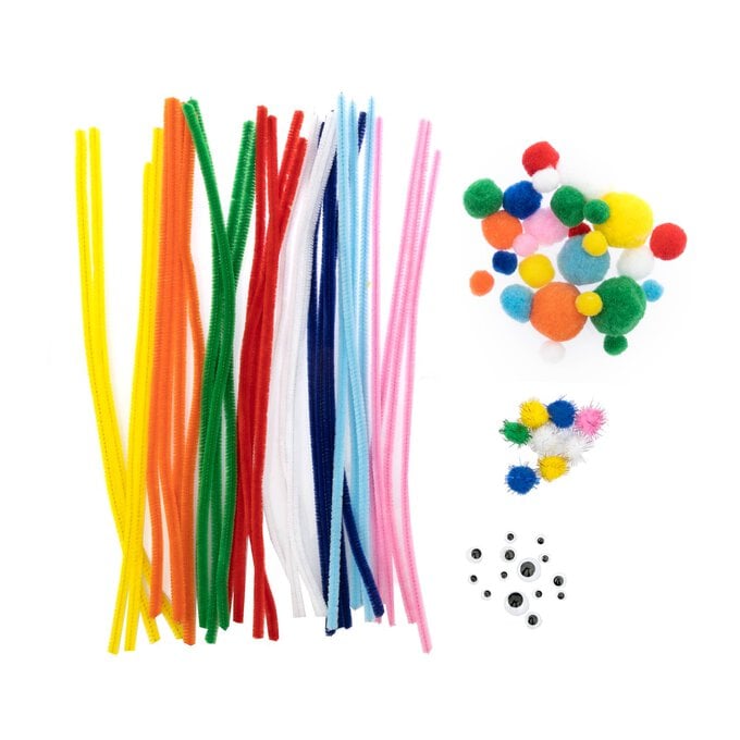 Primary Pipe Cleaners and Poms Craft Pack 80 Pieces