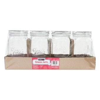 Fresh Embossed Clear Glass Jar 913ml 4 Pack image number 3