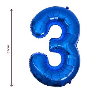 Extra Large Blue Foil Number 3 Balloon image number 2