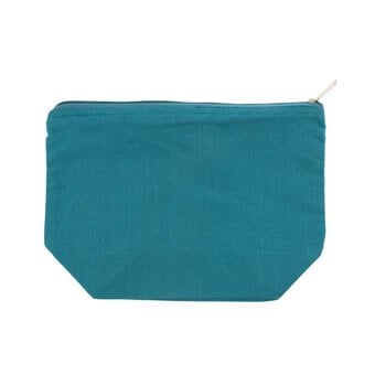 Turquoise Cotton Zip Pouch