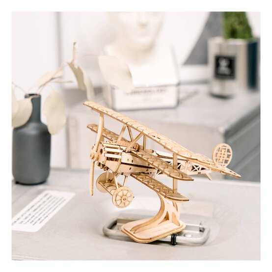 Rolife Bi-Plane 3D Wooden Puzzle Kit image number 3