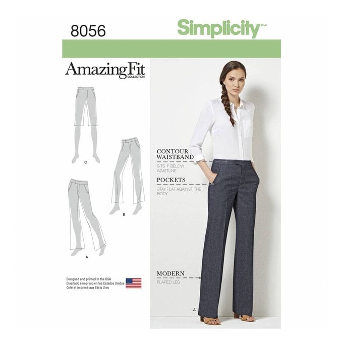 Simplicity Amazing Fit Trousers Sewing Pattern 8056 (10-18) image number 1