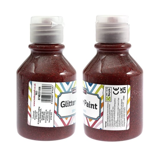 Red Glitter Paint 150ml image number 5
