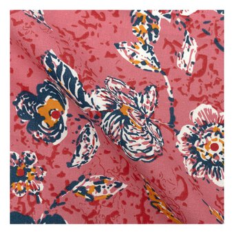 Pink Graphic Flower Single Cotton Fat Quarter