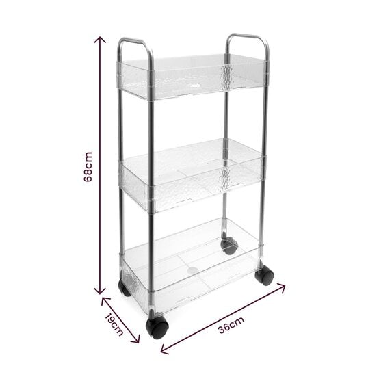 Clear Plastic Three Tier Storage Trolley image number 5