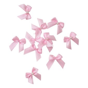 Mini Pink Pearl Bows 16 Pack