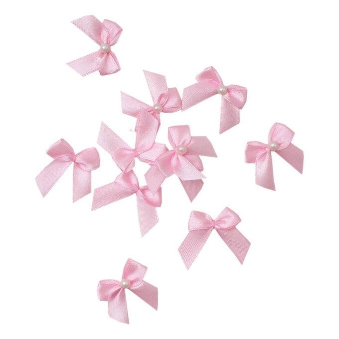Mini Pink Pearl Bows 16 Pack image number 1