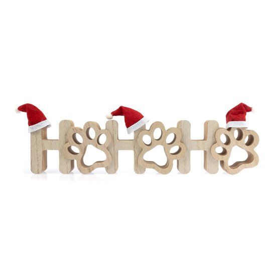 Wooden Paw Ho Ho Ho Decoration 30cm image number 3
