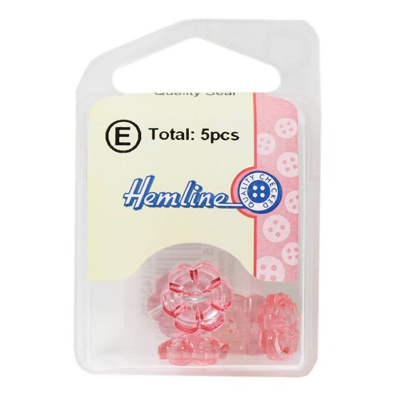 Hemline Hot Pink Novelty Flower Button 5 Pack image number 2