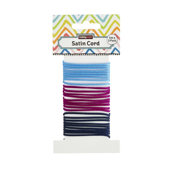 Blue and Purple Satin Cord 1m 3 Pack image number 1