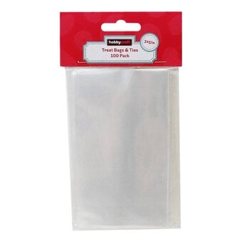 Clear Treat Bags with Ties 7.6 x 12.7cm 100 Pack image number 2
