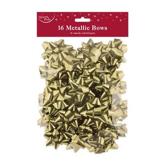 Metallic Gold Bows 16 Pack