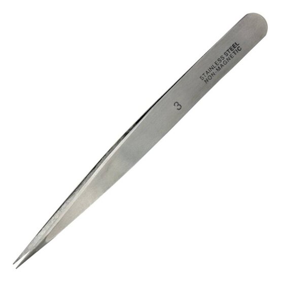 Modelcraft Grey Precision No.3 Fine Stainless Steel Tweezers : 120Mm