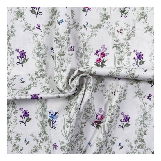 V&A Pressed in Time Floral Trellis Cotton Fabric by the Metre image number 1