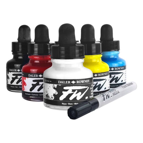 Daler-Rowney FW Primary Acrylic Ink 29.5ml 6 Pack image number 2