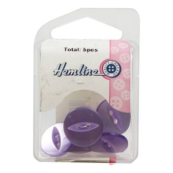 Hemline Lilac Basic Fish Eye Button 5 Pack