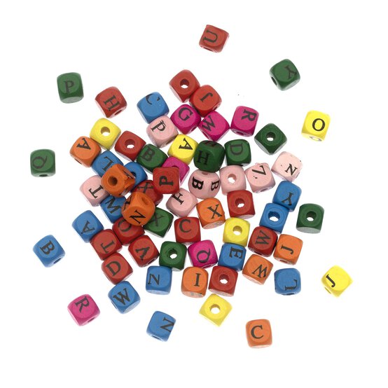 Bright Wooden Alphabet Beads 50g image number 1