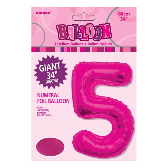 Extra Large Pink Foil 5 Balloon image number 2