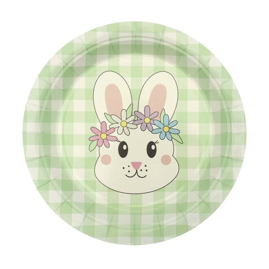 Easter Bunny Gingham Paper Plates 6 Pack  image number 3