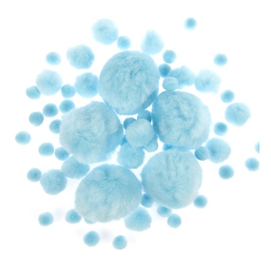 Light Blue Pom Poms 60 Pack image number 1