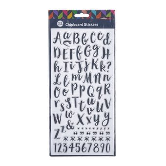 Black Handwriting Alphabet Chipboard Stickers 172 Pieces image number 3