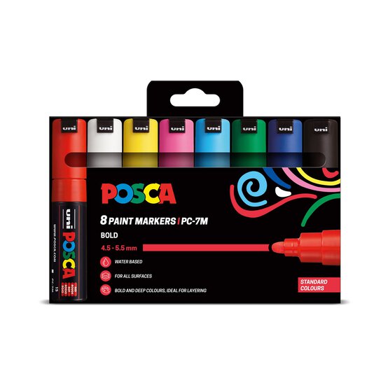 Posca Uni-Ball Standard Pc-7M Marker Pens Pack Size 8
