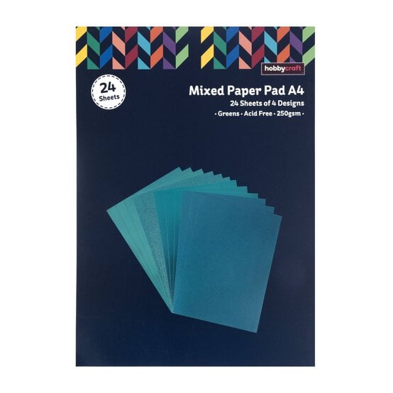 Mixed Green Paper Pad A4 24 Sheets  image number 4