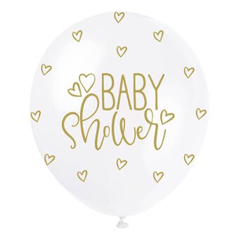 White Baby Shower Balloons 5 Pack