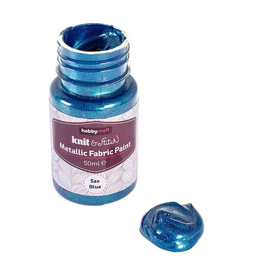 Sax Blue Metallic Fabric Paint 50ml image number 2