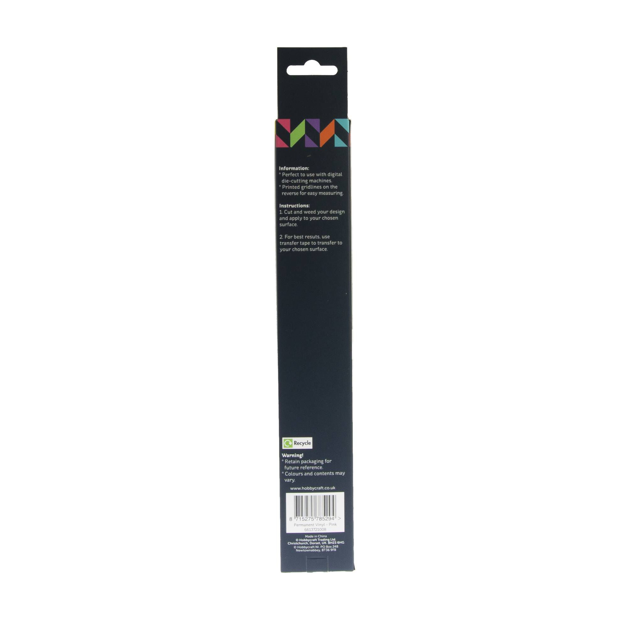 Pink Pvc Vinyl Pink Glossy Permanent Vinyl 12 x 48 Inches | Hobbycraft