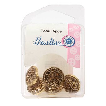 Flat Brass Buttons Large 5 Pack