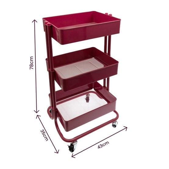 Dusty Pink Three Tier Storage Trolley image number 5