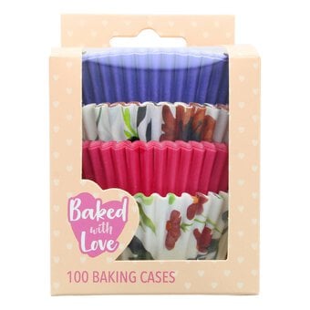 Baked With Love Floral Watercolour Cupcake Cases 100 Pack