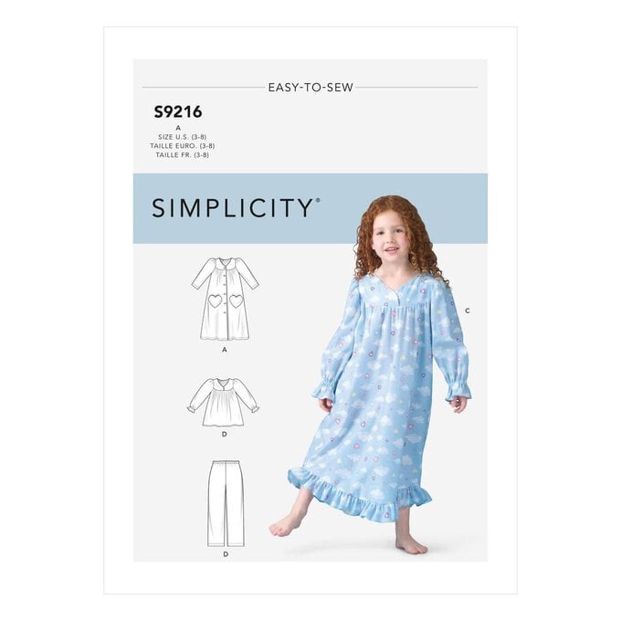 Simplicity Kids’ Nightgown Sewing Pattern S9216 (3-8) image number 1