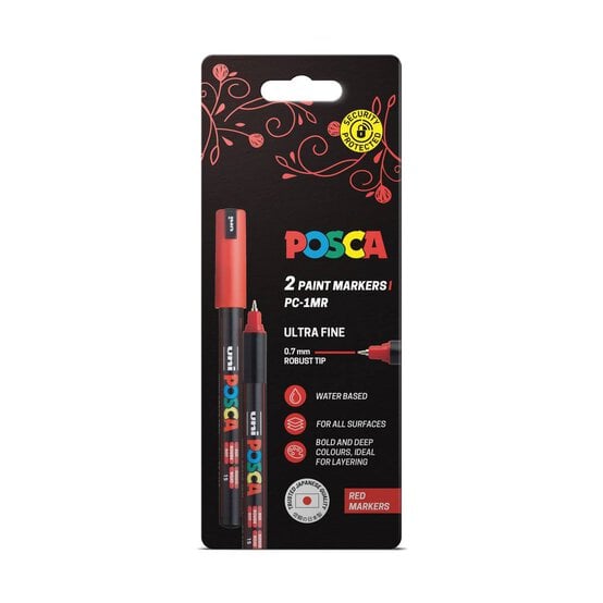 Uni-ball Posca Red PC-1MR Marker Pens 2 Pack image number 1