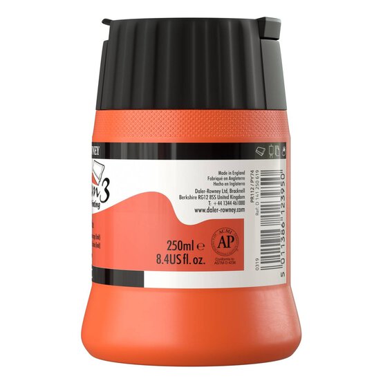 Daler-Rowney System3 Cadmium Orange Screen Printing Acrylic Ink 250ml image number 2