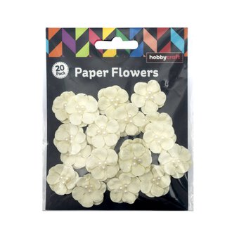 Moonlight Pearl Blossom Paper Flowers 20 Pack