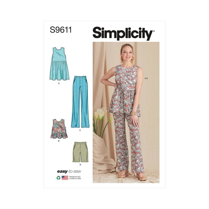 Simplicity Women’s Tunic and Shorts Sewing Pattern S9611 (14-22) image number 1
