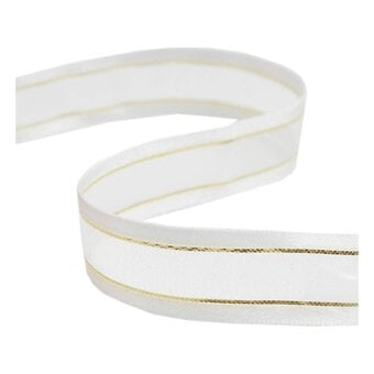 White Organza Gold Satin-Edged Ribbon 12mm x 5m
